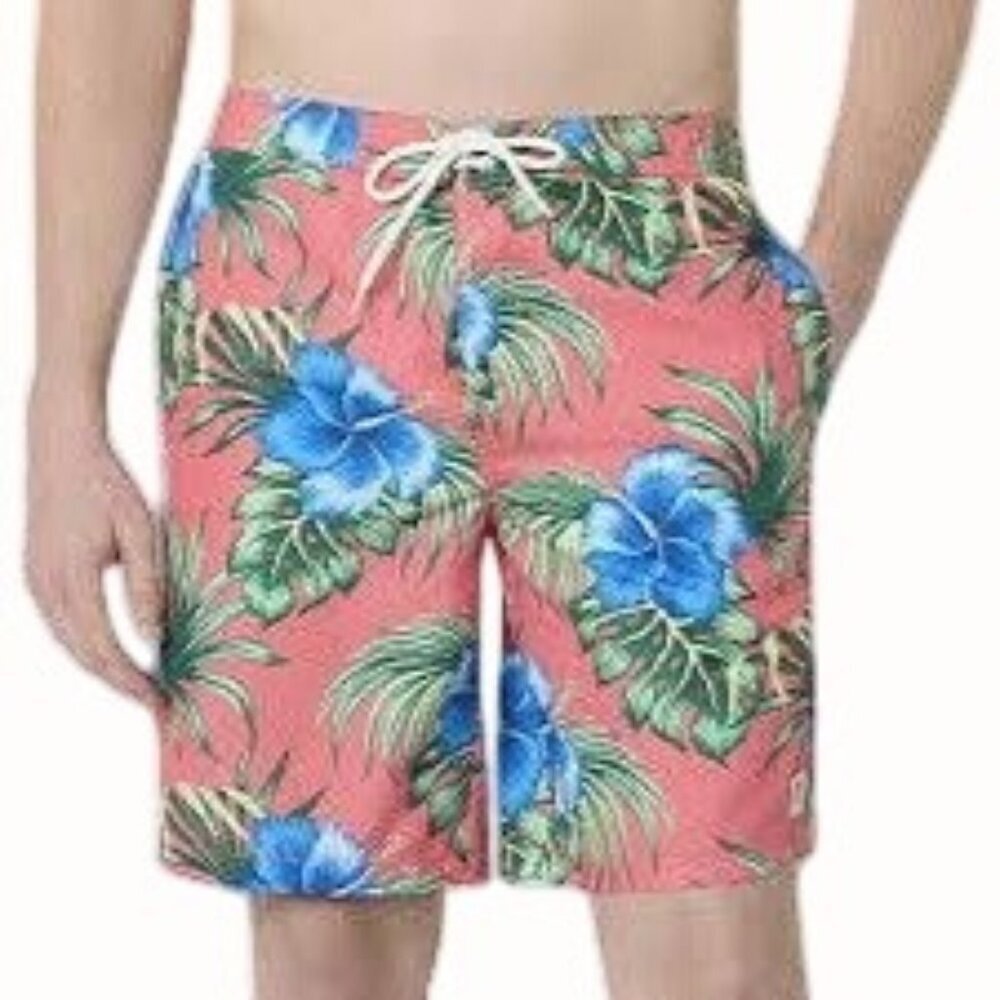 Ocean Pacific Coral Hibiscus Tropical Mens 9" Board Swim Shorts Lined NEW XL